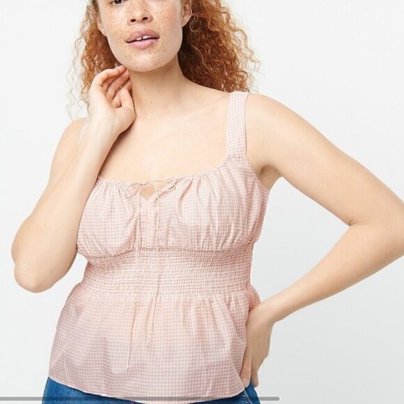 J. Crew Smocked-waist tank in gingham size - Picture 1 of 11